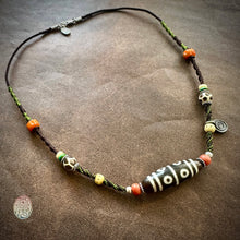 Eight-Eye Tibetan dZi Bead with Handmade Cord Necklace
