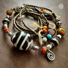 Large Tibetan Tiger Teeth Daluo Dzi bead with Handmade Cord Necklace