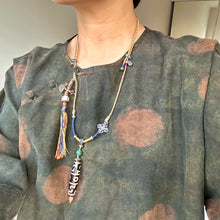 Customer-Made Lotus Master 3-Eye dZi bead on Waven  Cord Necklace