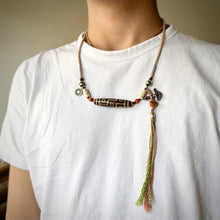 Vintage Nine-Eyes Dzi Bead Amulet Necklace