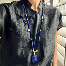 Lapis Lazuli Tibetan Mala Necklace with Buddha Pendant