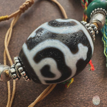 Large Tibetan Daluo Dzi bead with Handmade Cord Necklace