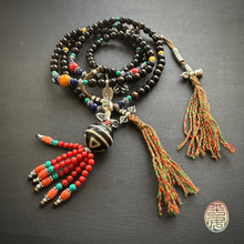 Genuine Black Golden Coral and Vintage Dzi Tibetan Mala Necklace