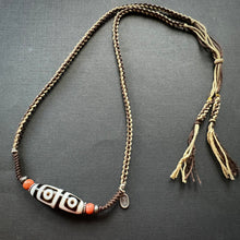 Fine 4-Eye dZi bead with Handmade Cord Necklace