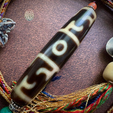 Fine Vintage Lotus Master Dzi bead on Waven  Cord Necklace