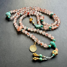 NanHong Icy-Float Agate and Turquoise Mala Necklace