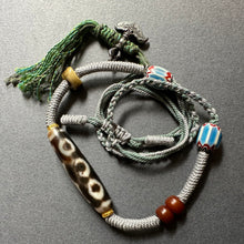 Old Tibetan Dzi bead with Handmade Cord Necklace