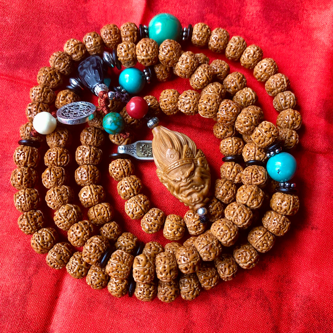 Huge Tibetan 14 18mm Rudraksha Bodhi Seed Meditation Prayer Beads