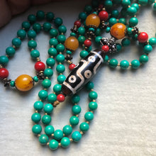 Genuine Vintage Turquoise and Dzi bead Mala Necklace