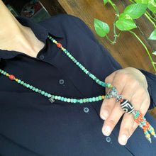 Genuine Antique Tibetan Turquoise and Dzi bead Mala Necklace