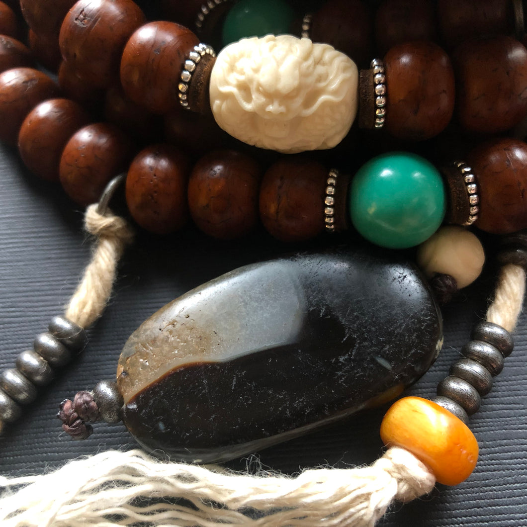 On Sale - Bodhi Seeds Tibetan Mala with Turquoise and Dzi – Ping Amber  Jewelry