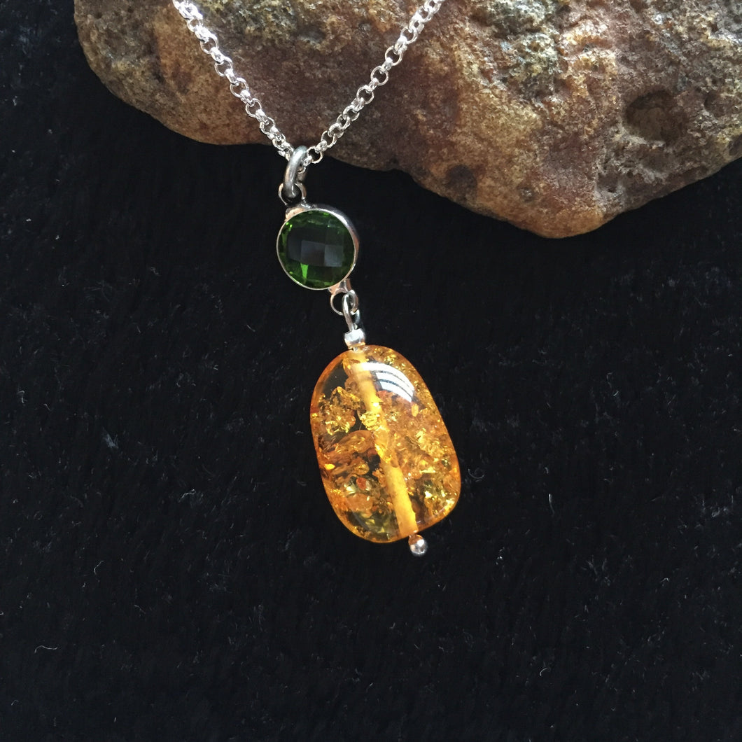 Baltic Amber and Crystal Necklace