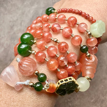 NanHong Icy-Float Agate and Nephrite  Jade Mala Necklace