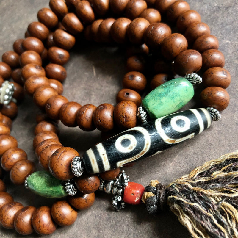 12 mm 3 Eye 108 beads Natural Bodhi Seed Tibetan Buddist Mala, Nepal