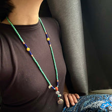 Genuine Hubei Turquoise Mala Necklace with Zakiram Thangka Pendant