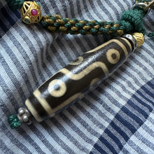Tibetan Dzi bead with Handmade Cord Necklace