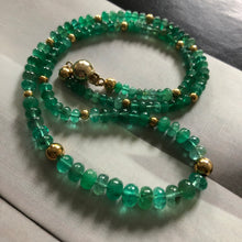 Natural Zambian Emerald and 14k Gold Beaded Necklace 14”