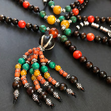 Genuine Tibetan Black Golden Coral and Old Dzi Mala Necklace