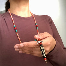Genuine Antique Angelskin Coral and Dzi bead Mala Necklace