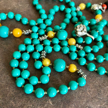Vintage Chinese Turquoise and Old Dzi bead Mala Necklace