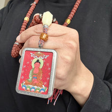 Hand-painted Amitabha Buddha Thangka on Rudraksha Bodhi Seeds Tibetan Mala