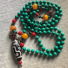Genuine Vintage Turquoise and Dzi bead Mala Necklace